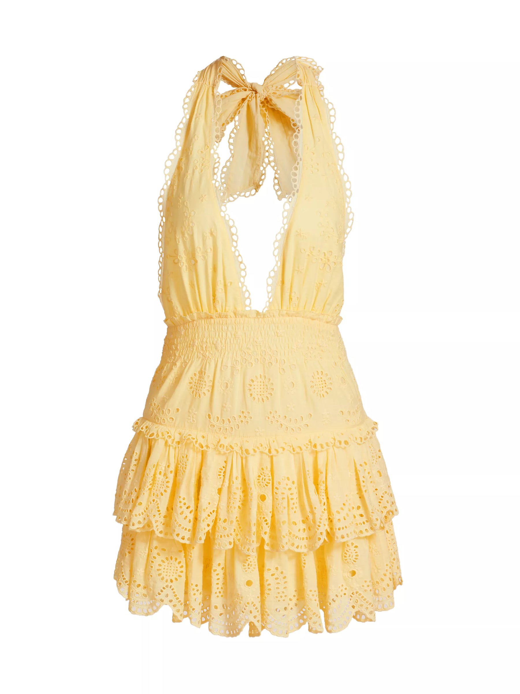 Janea Eyelet Halter Mini Dress