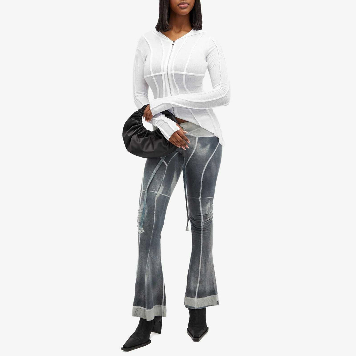 Asymmetric Hoodie in White Rib - ONFEMME By Lindsey's Kloset