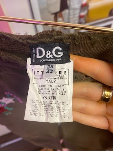 F/W 2002 Brown Corduroy Embroided Flowers Co-ord Set - ONFEMME By Lindsey's Kloset