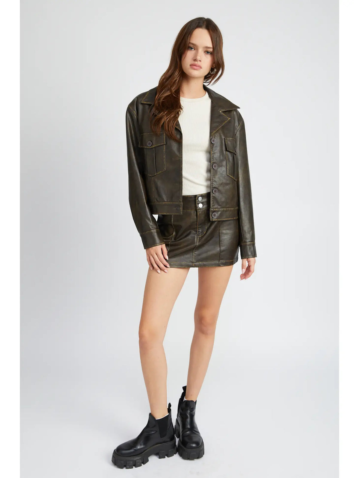 Classic Faded Faux Leather Jacket - ONFEMME By Lindsey's Kloset