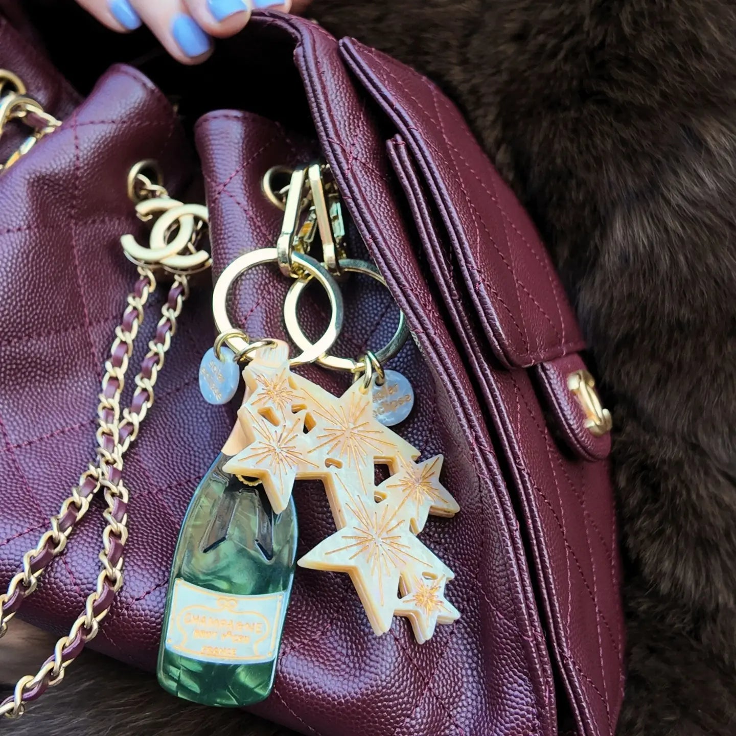 Hand-Painted Celestial Stars Bag Charm
