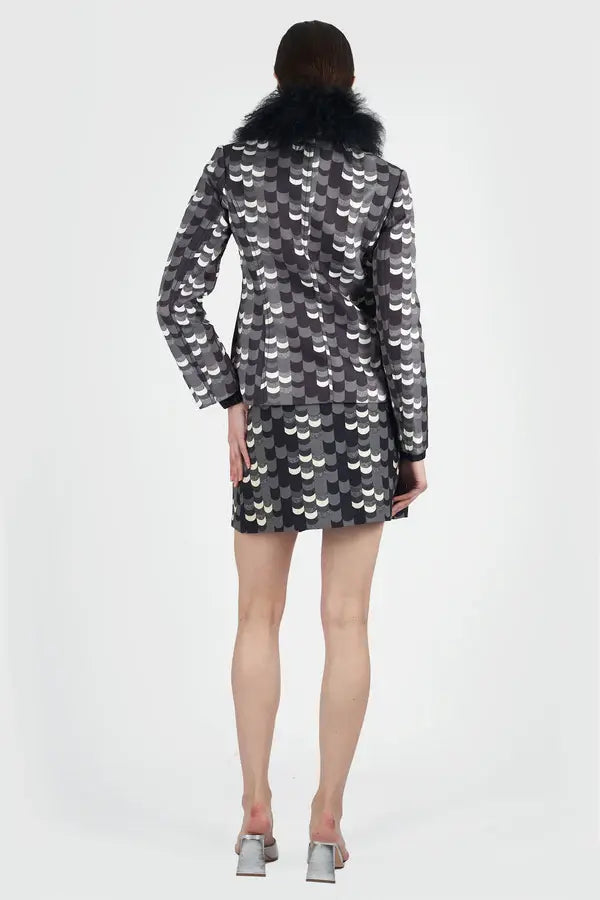 Prada F/W 2014 Short Grey & Black Afghan Coat - ONFEMME By Lindsey's Kloset