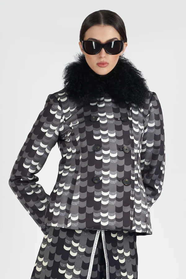 Prada F/W 2014 Short Grey & Black Afghan Coat - ONFEMME By Lindsey's Kloset