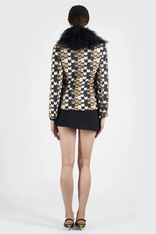 Prada F/W 2014 Short Yellow & Black Afghan Coat - ONFEMME By Lindsey's Kloset