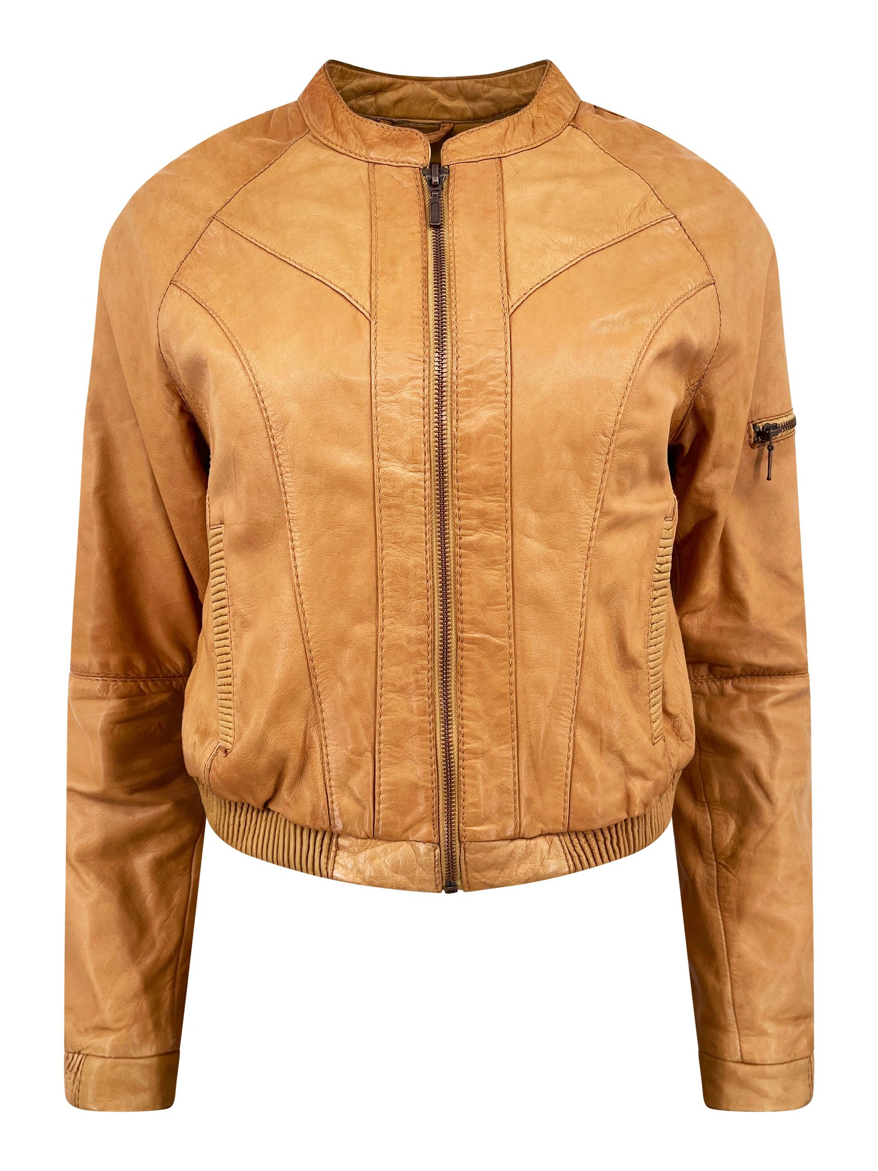 Vintage Leather Stitched Moto Jacket - ONFEMME By Lindsey's Kloset