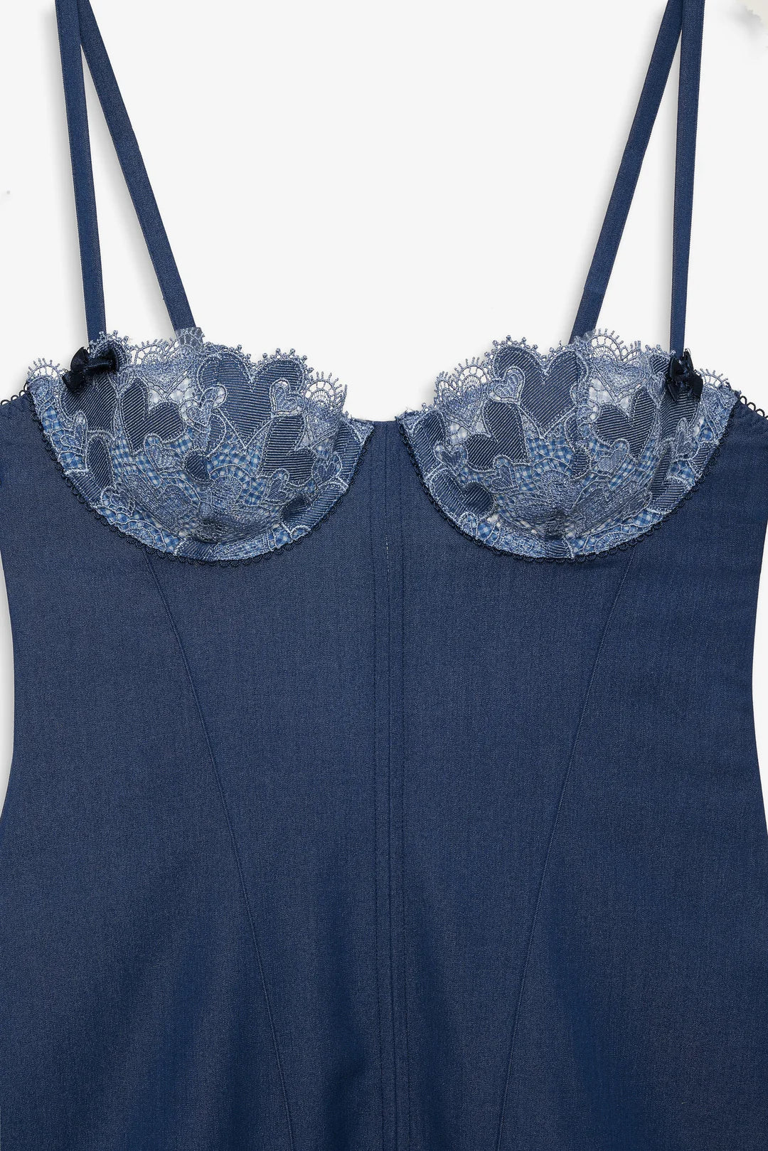 Denim Hearts Slip Dress
