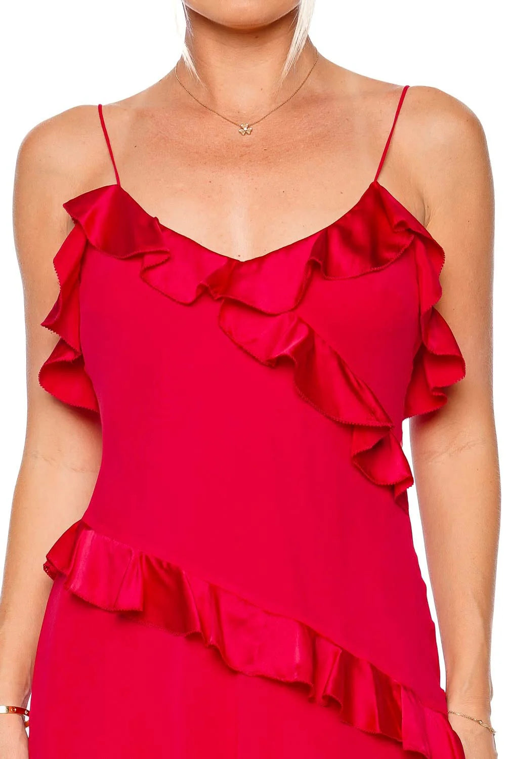 Lomina Silk Ruffle Mini Dress - ONFEMME By Lindsey's Kloset