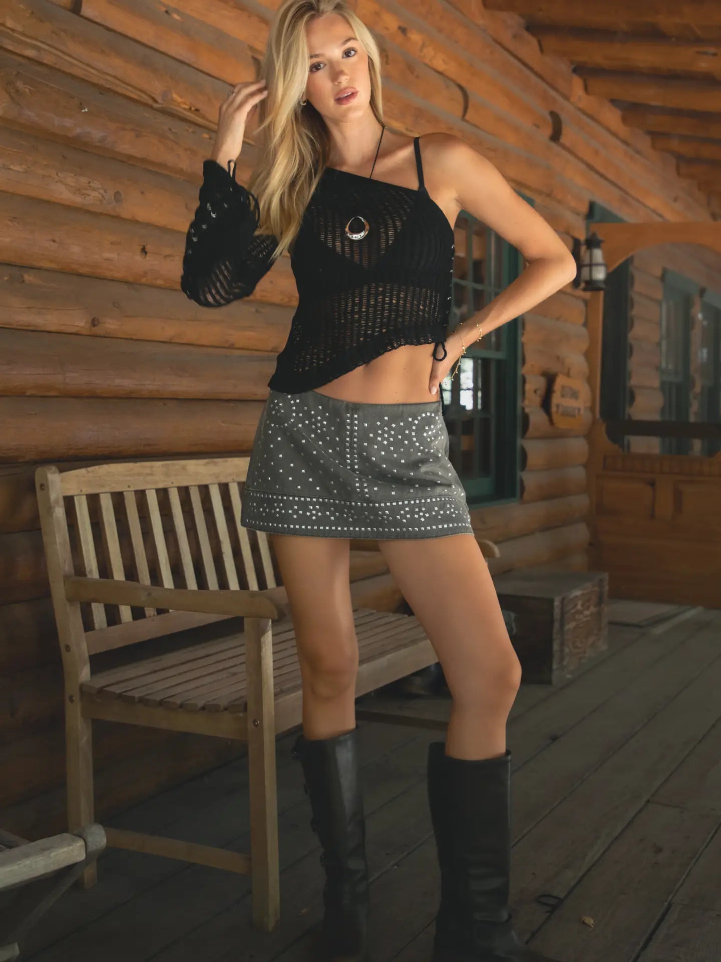 Riot Studded Mini Skirt - ONFEMME By Lindsey's Kloset