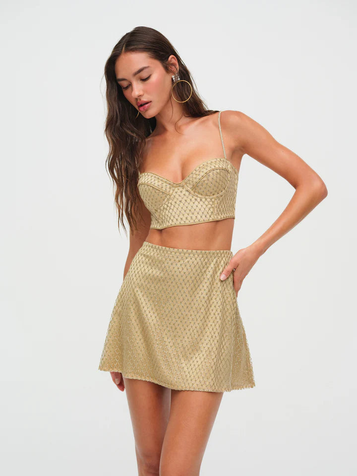 Glitter Grid Bustier Top
