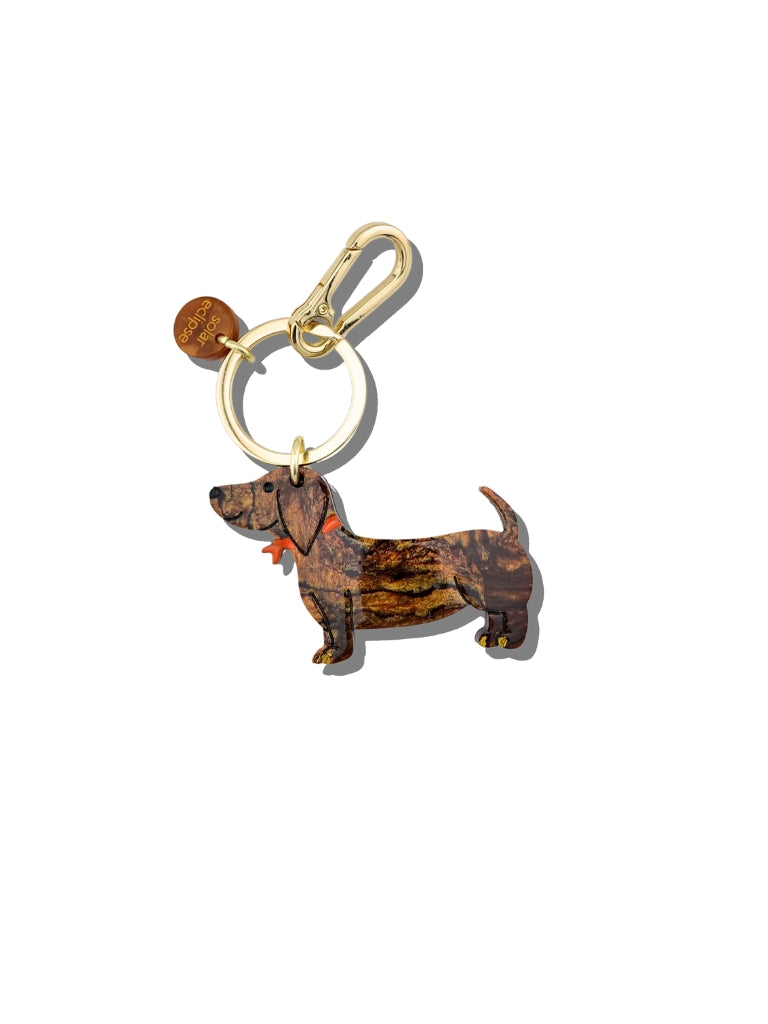 Hand-Painted Dachshund Dog Bag Charm + Keychain - ONFEMME By Lindsey's Kloset