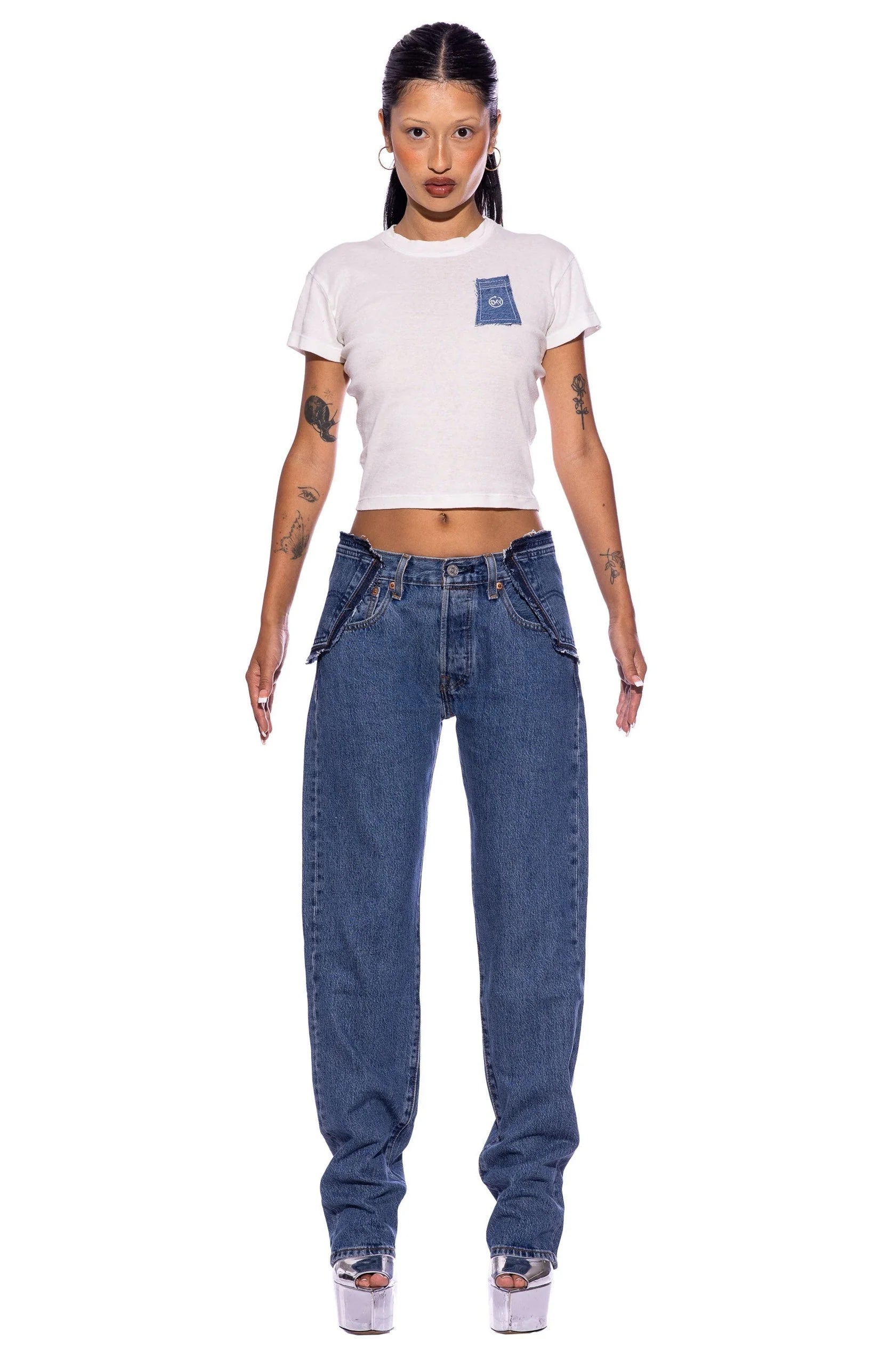 Blue Denim Scrap Mini Tee - ONFEMME By Lindsey's Kloset