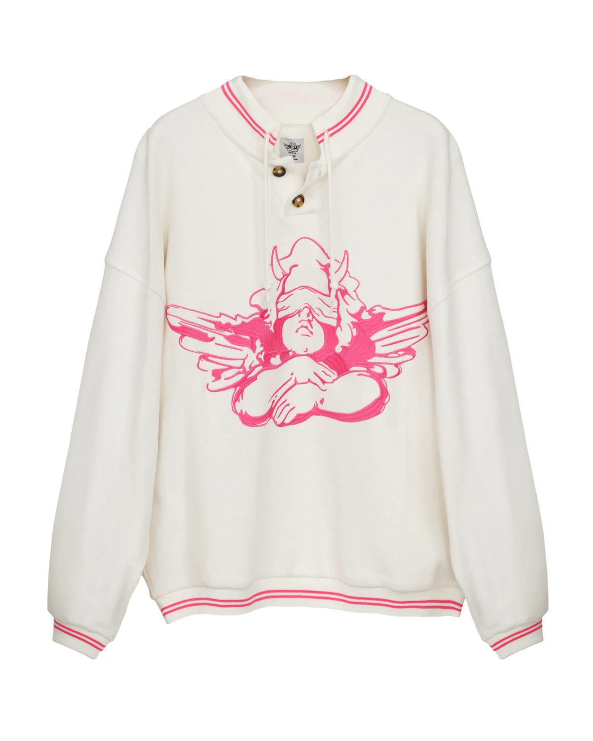 Pink Cherub University Henley Crewneck - ONFEMME By Lindsey's Kloset