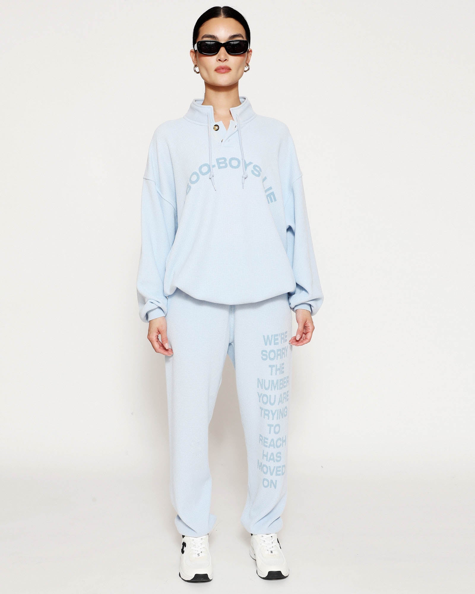 BLUE 1-800 REUNION SWEATPANTS - ONFEMME By Lindsey's Kloset