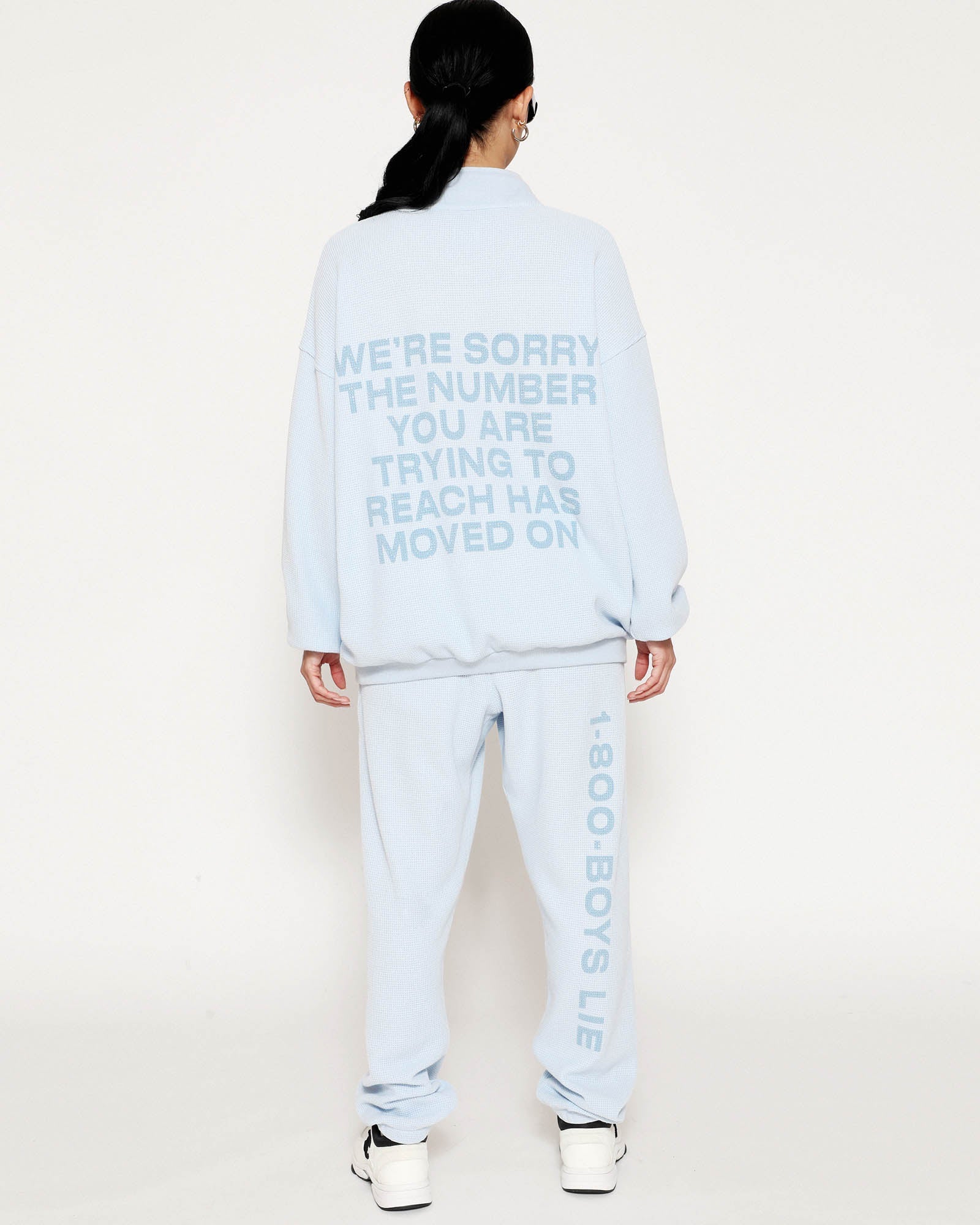 BLUE 1-800 REUNION HENLEY CREWNECK - ONFEMME By Lindsey's Kloset