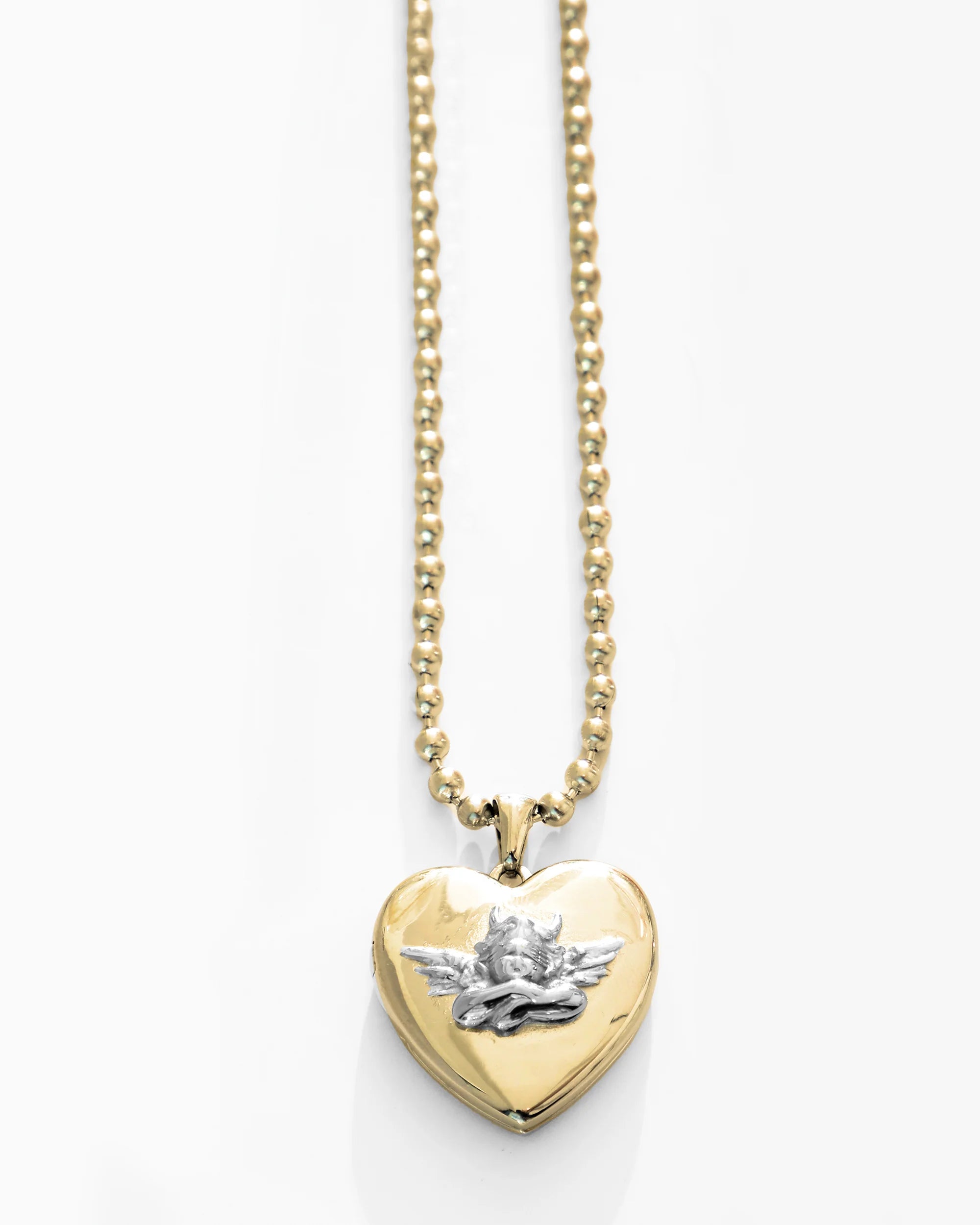 Boys Lie Gold Locket With Rhodium Angel - ONFEMME By Lindsey's Kloset