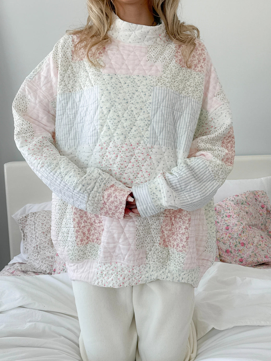 Quilted Pastel Oversized Mockneck - ONFEMME By Lindsey's Kloset