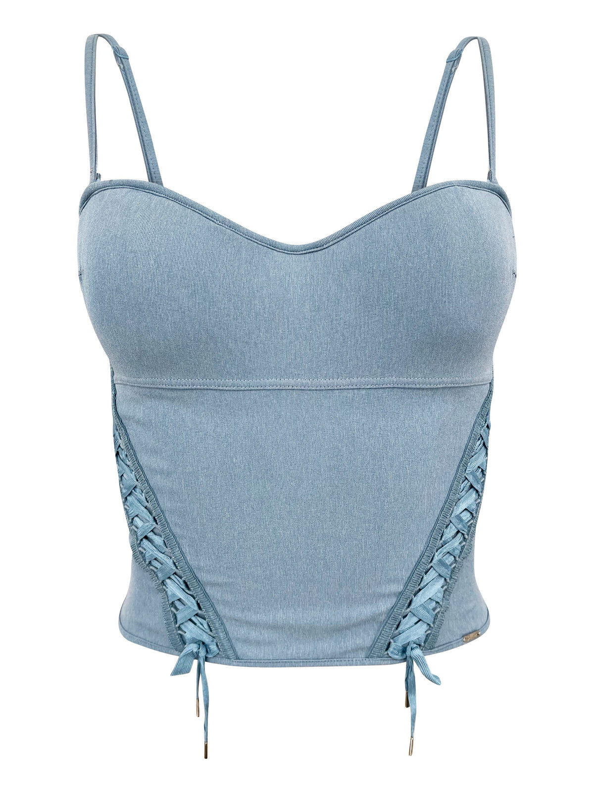 Christian Dior Vintage F/W 2002 Blue Denim Lace Corset - ONFEMME By Lindsey's Kloset