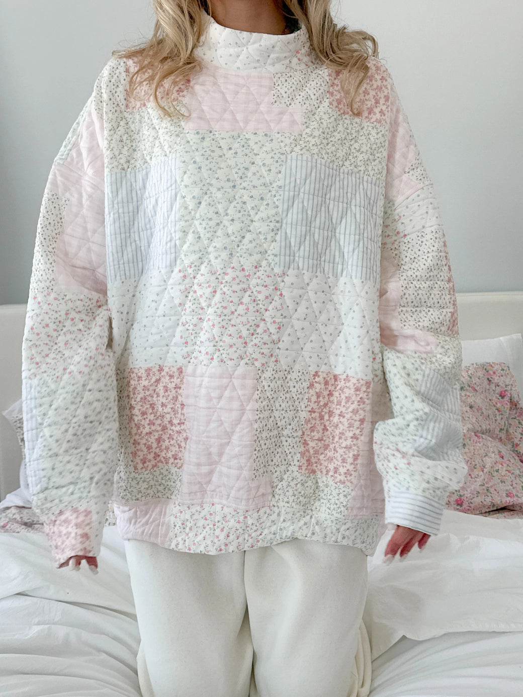 Quilted Pastel Oversized Mockneck - ONFEMME By Lindsey's Kloset