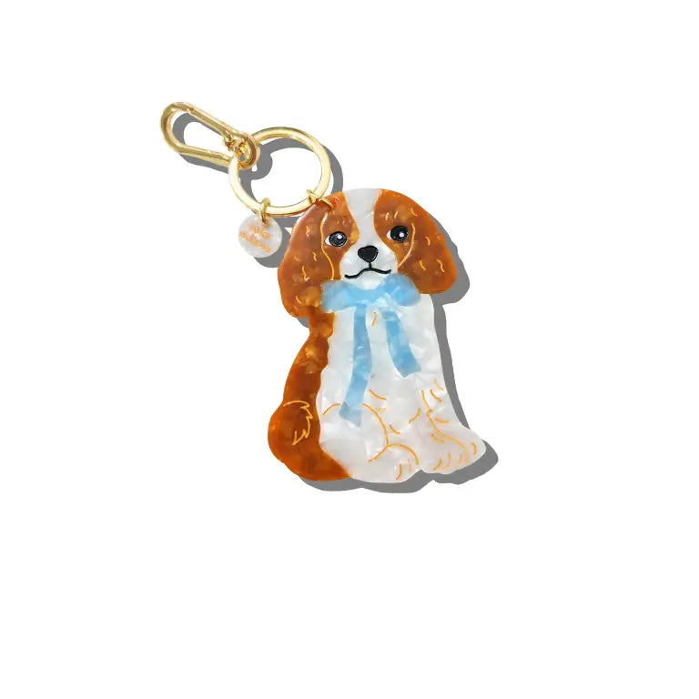 Hand-Painted King Charles Bag Charm + Keychain - ONFEMME By Lindsey's Kloset