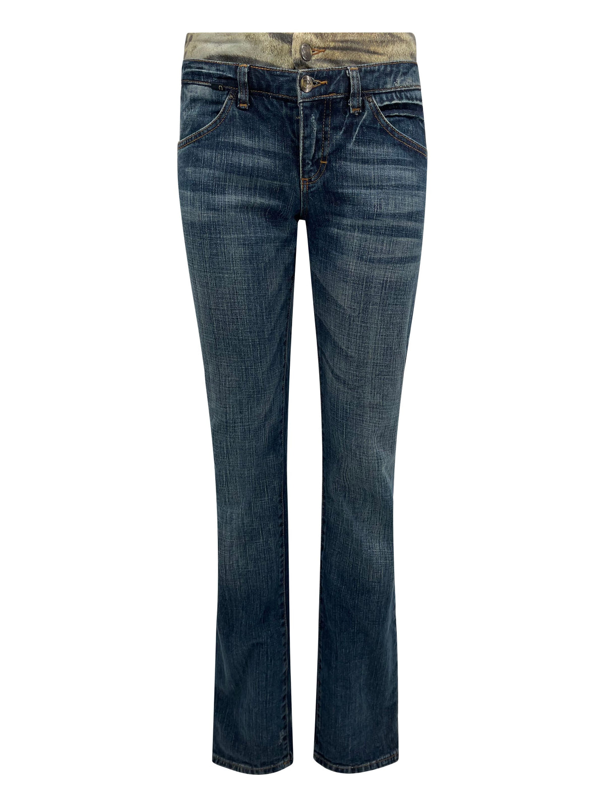 2000's Roberto Cavalli Tiger Print Waistband Jeans - ONFEMME By Lindsey's Kloset