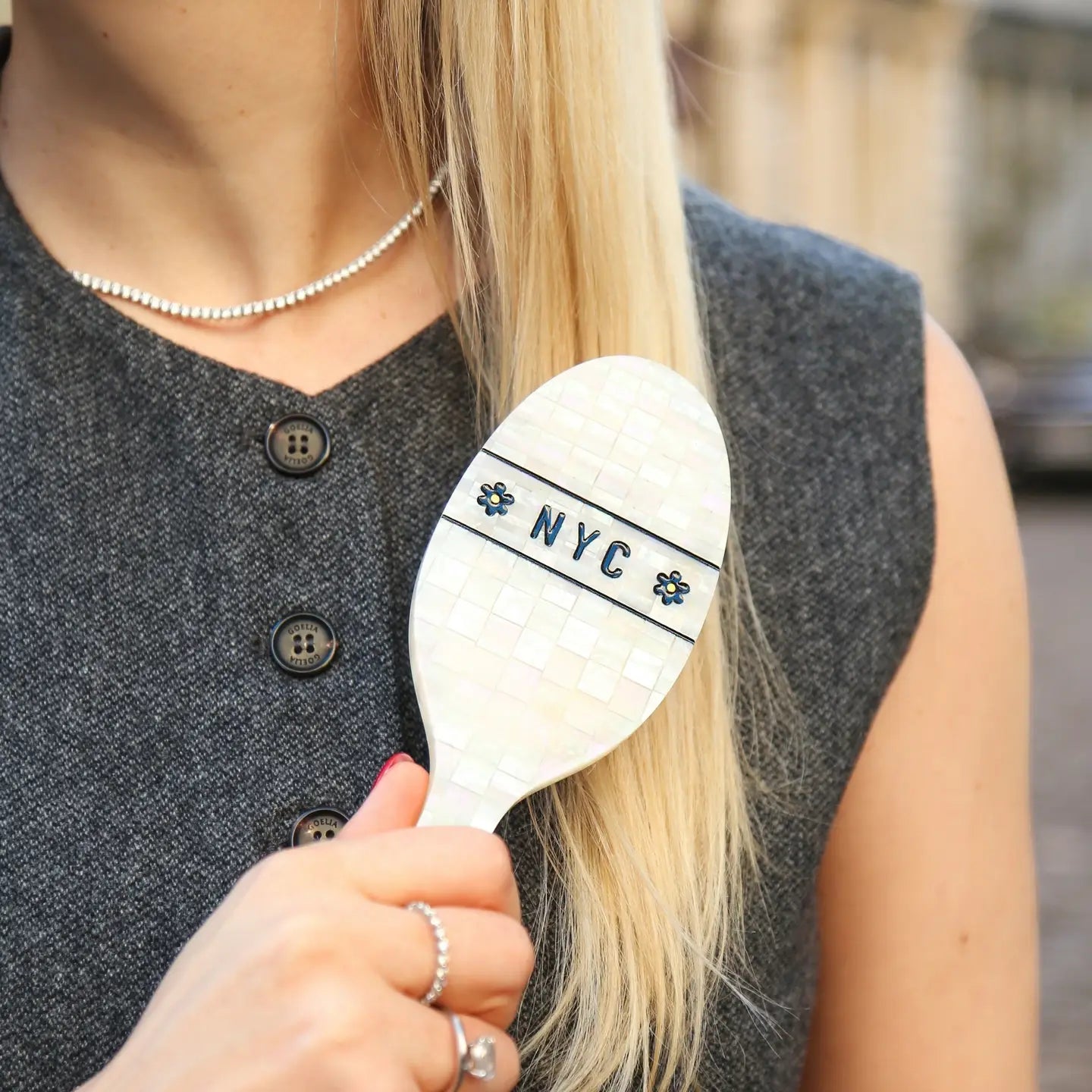 Hand-Painted NYC Mosaic Amazing Hair Day Brush - ONFEMME By Lindsey's Kloset