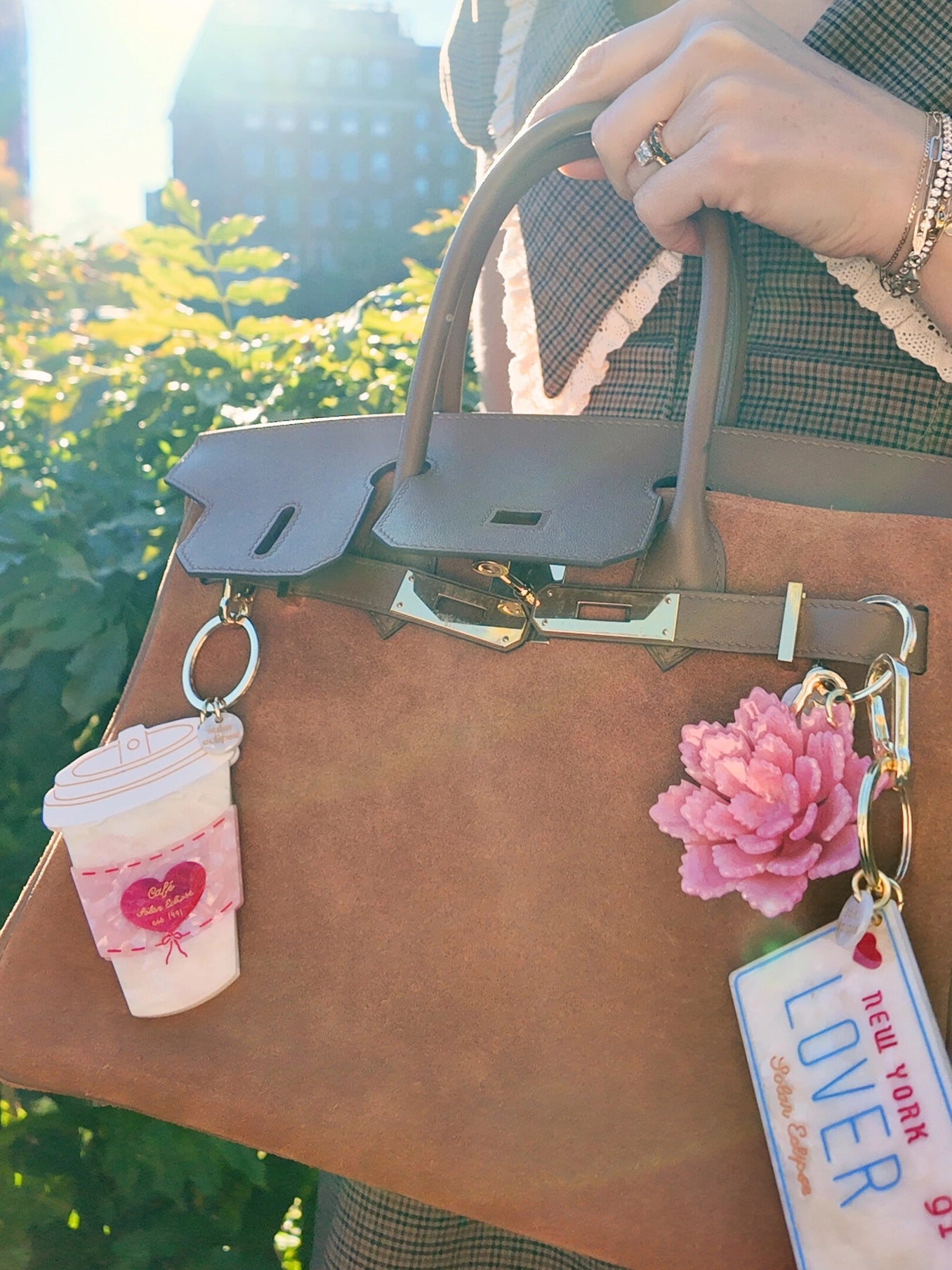 Hand-Painted Cafe Coffee Cup Bag Charm + Keychain - ONFEMME By Lindsey's Kloset