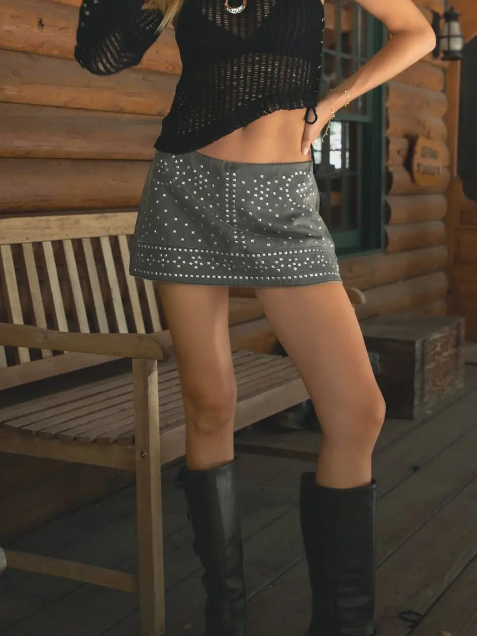 Riot Studded Mini Skirt - ONFEMME By Lindsey's Kloset