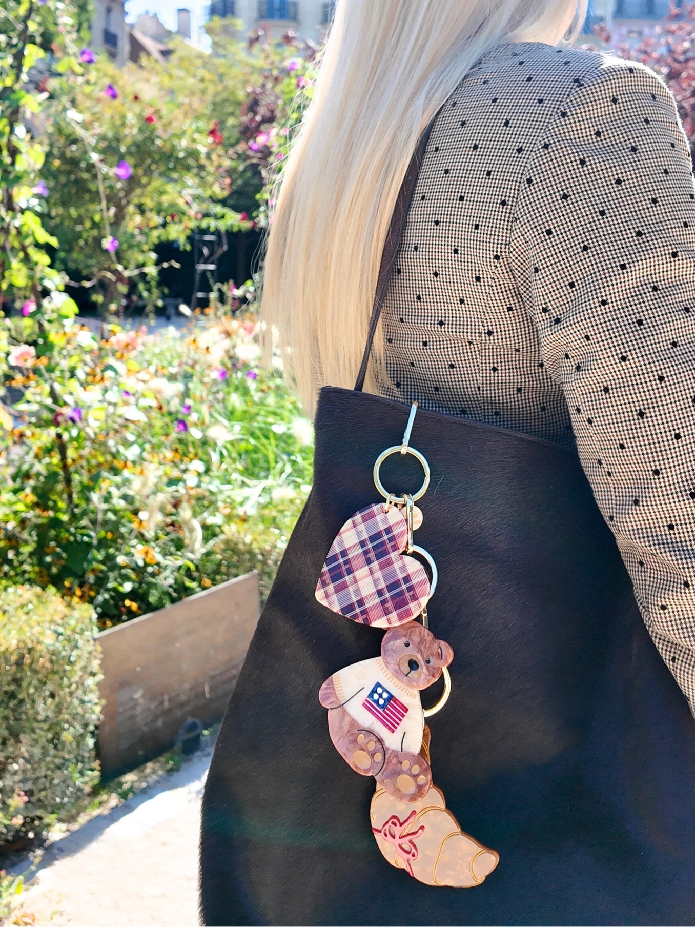 Hand-Painted Americana Teddy Bear Bag Charm + Keychain - ONFEMME By Lindsey's Kloset