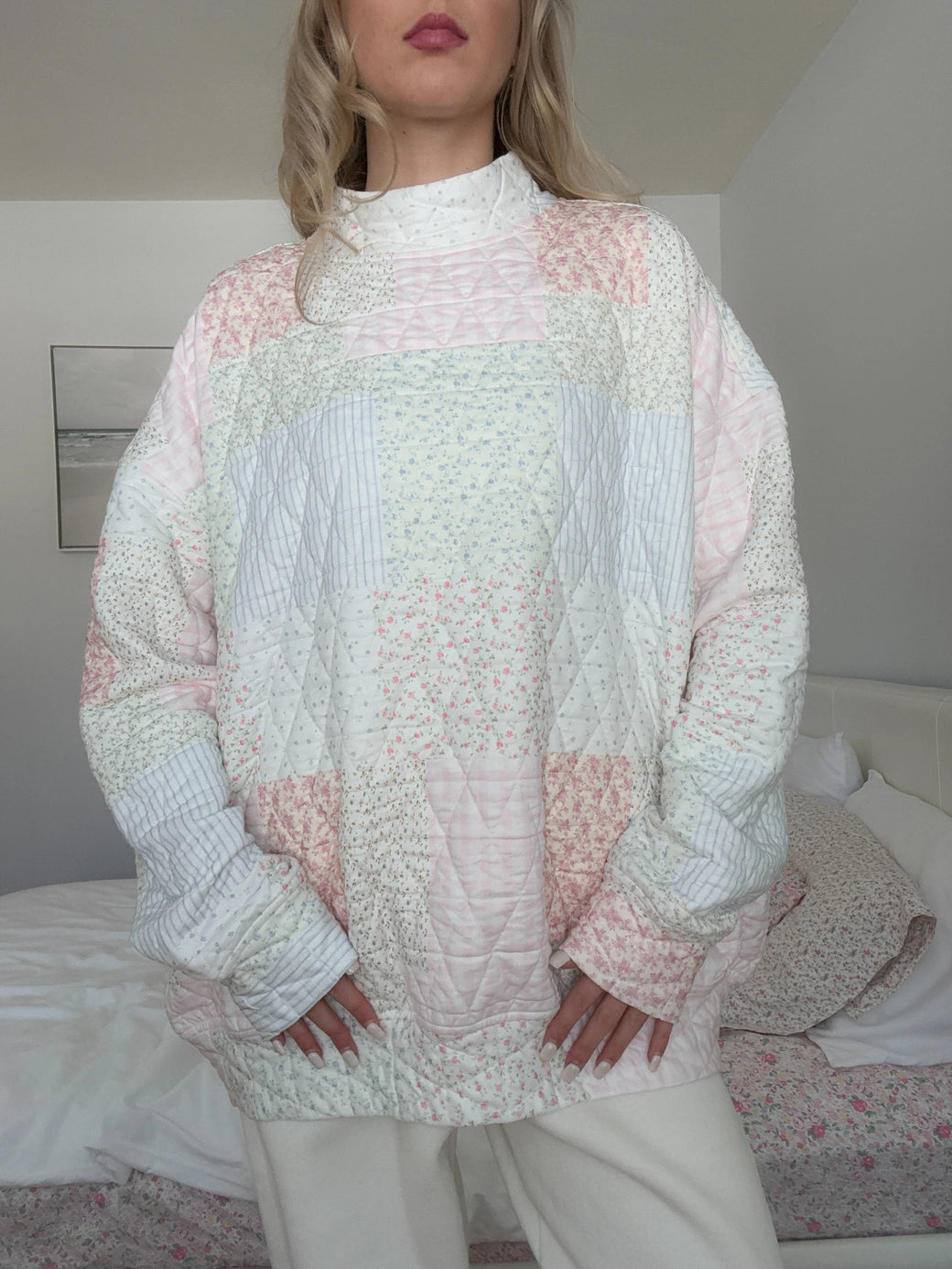 Quilted Pastel Oversized Mockneck - ONFEMME By Lindsey's Kloset