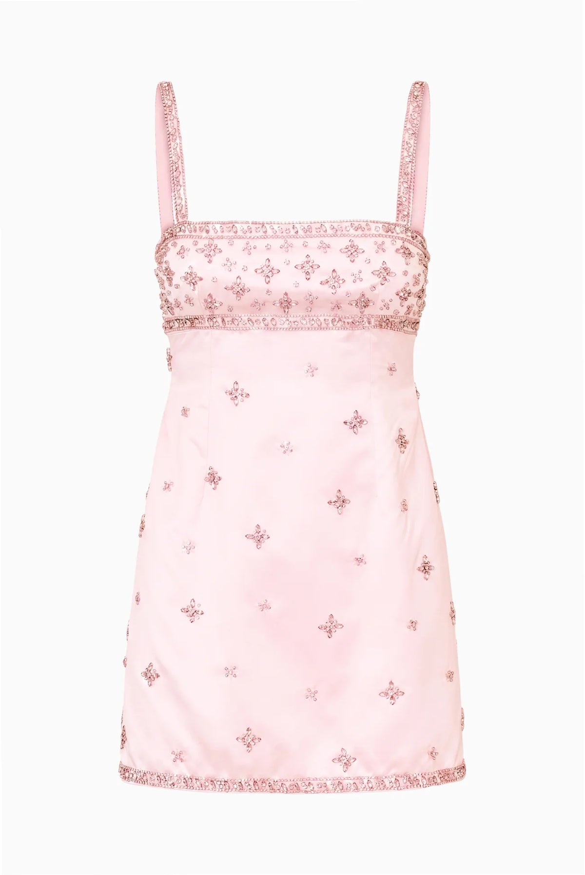 Casslouie Rhinestone Satin Mini Dress