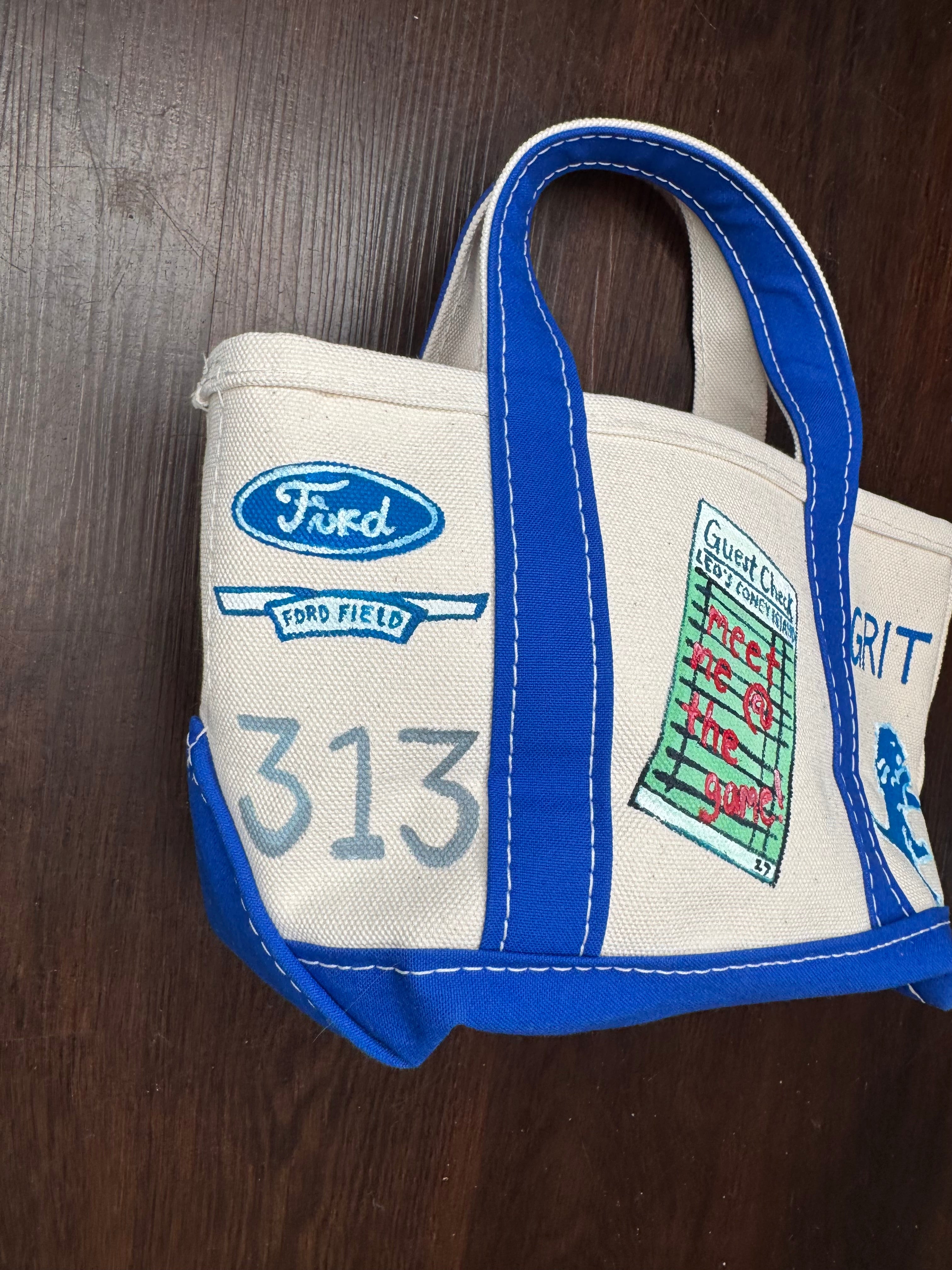 Custom Hand Painted Lions Mini Tote