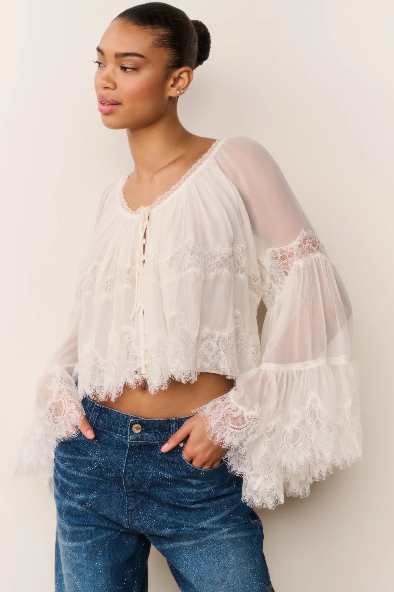 Darline Chiffon Lace Blouse