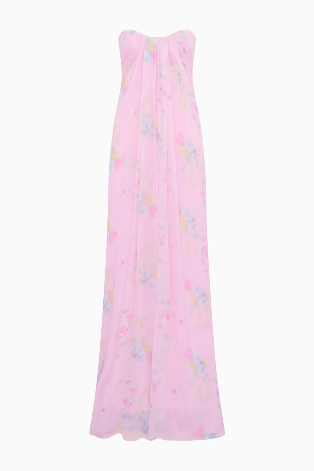Emara Strapless Floral Chiffon Gown - ONFEMME By Lindsey's Kloset