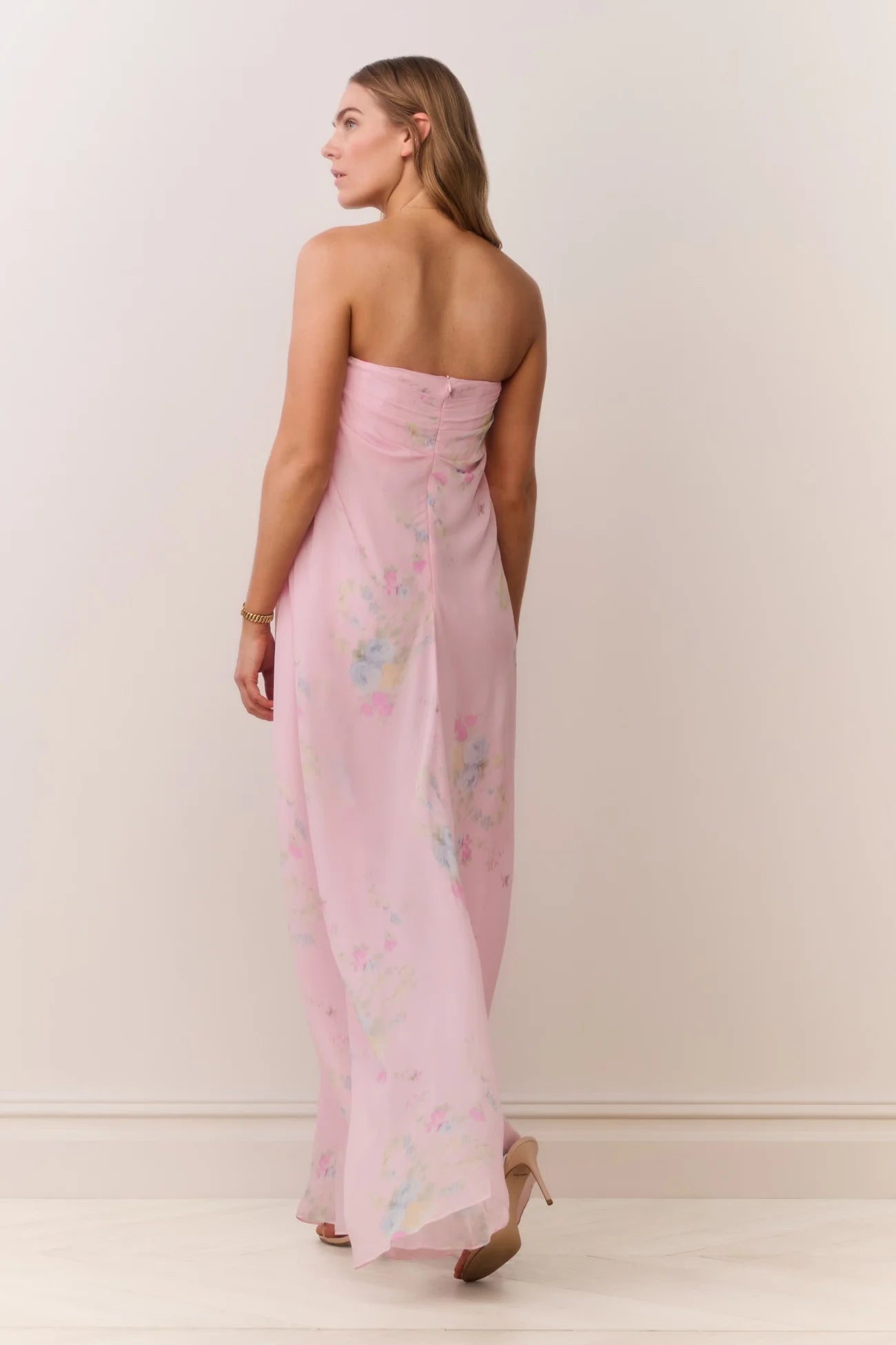 Emara Strapless Floral Chiffon Gown - ONFEMME By Lindsey's Kloset