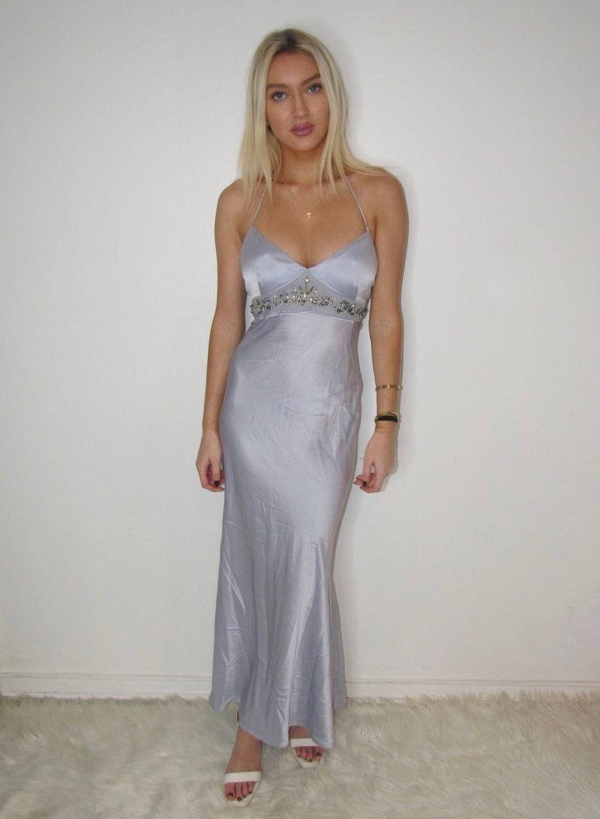 2005 Roberto Cavalli Light Blue Silk Gown - ONFEMME By Lindsey's Kloset