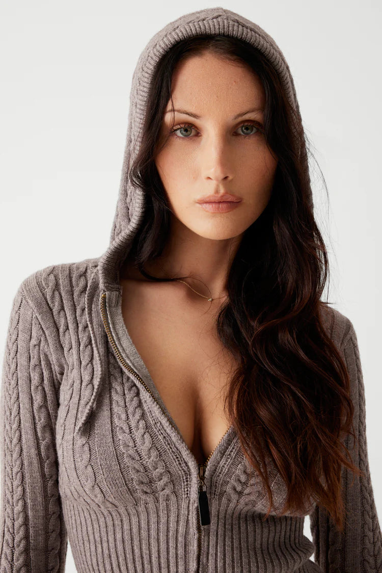 Aimee Cable Cloud Knit Hoodie - ONFEMME By Lindsey's Kloset