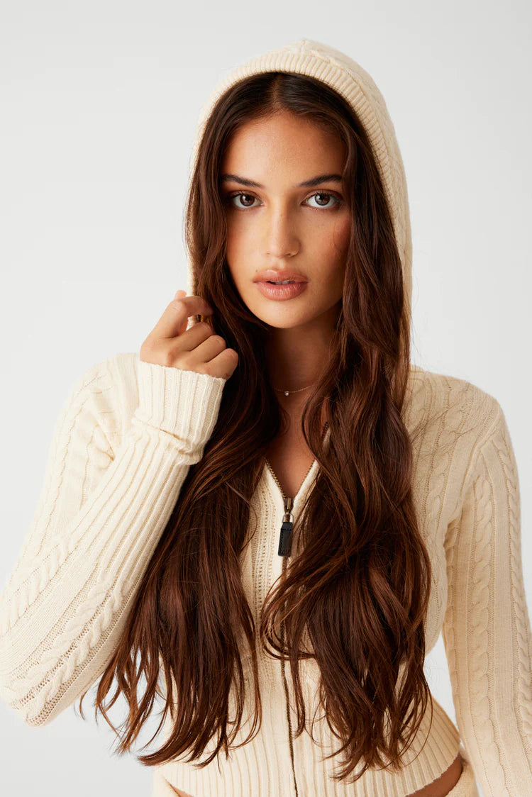 Aimee Cable Cloud Knit Hoodie - ONFEMME By Lindsey's Kloset