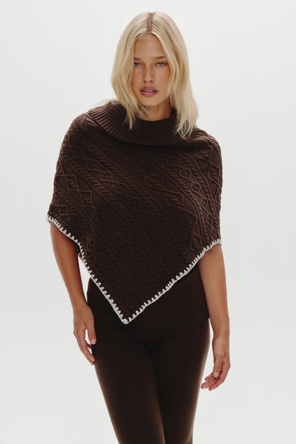 Windswept Cotton Knit Poncho