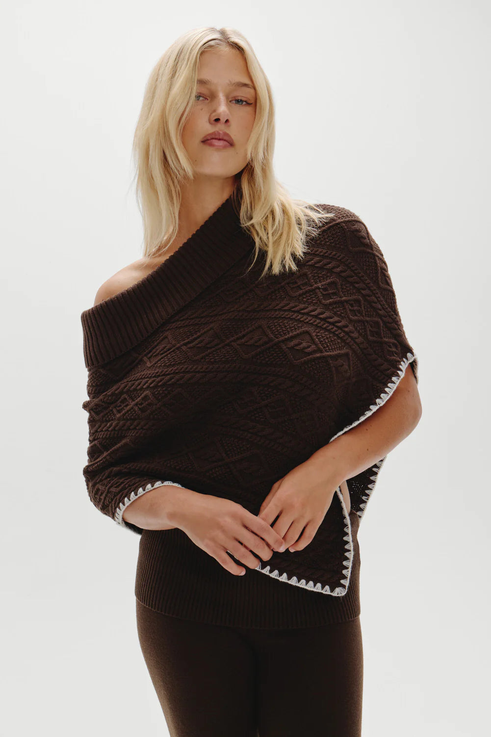Windswept Cotton Knit Poncho