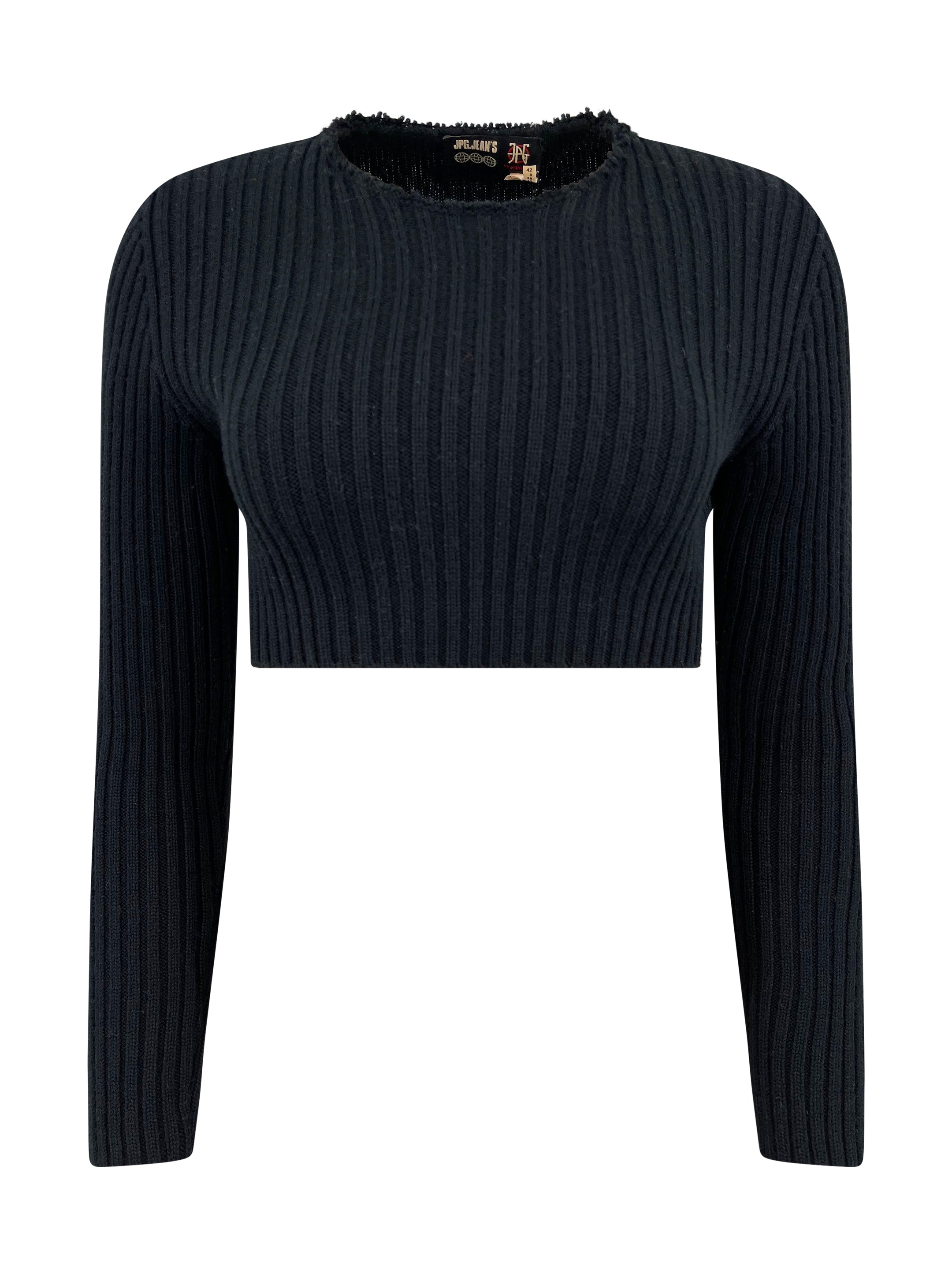 Vintage Jean Paul Gaultier Black Crop Knit - ONFEMME By Lindsey's Kloset