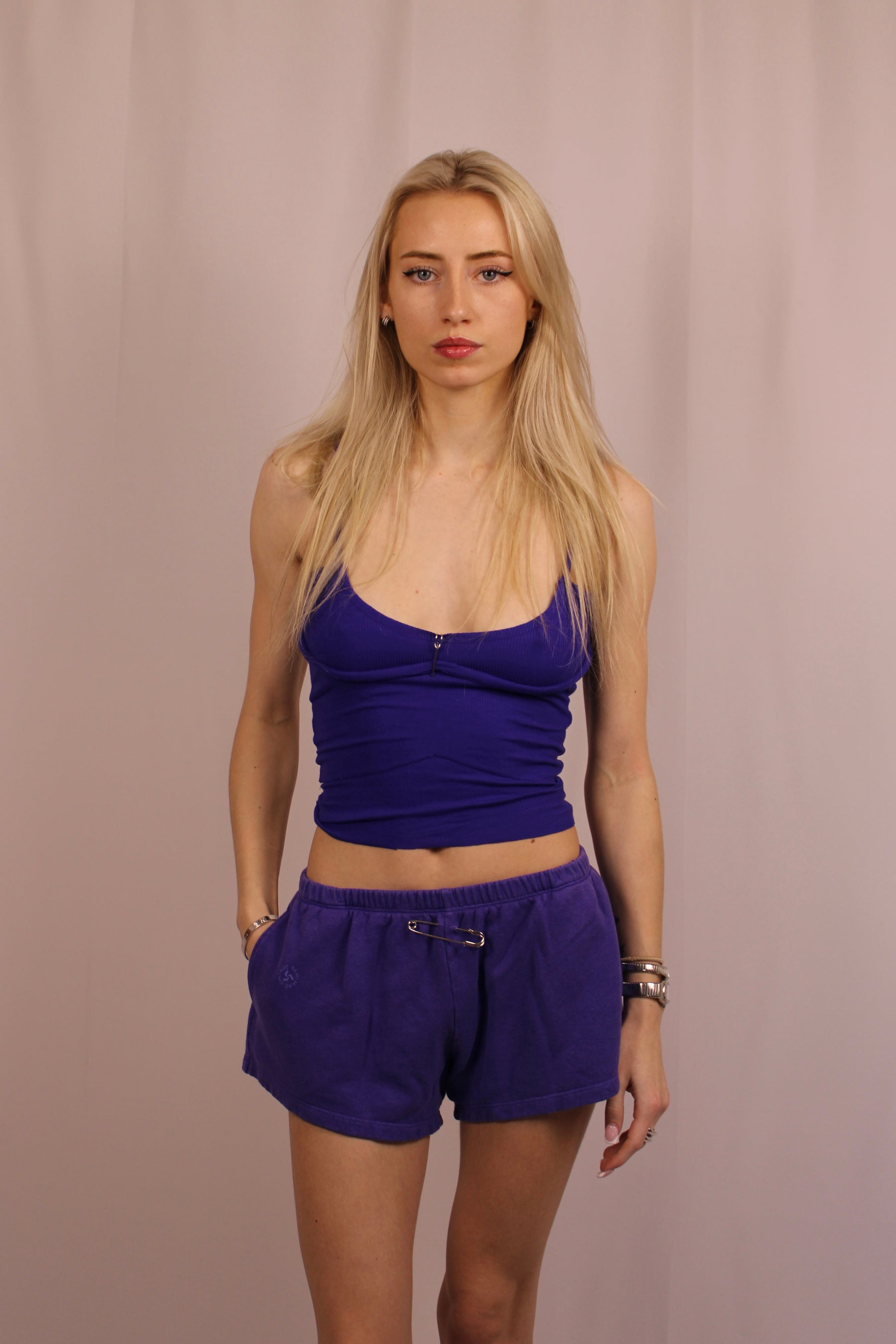 Low Back Double Layer Tank in Amethyst Rib - ONFEMME By Lindsey's Kloset