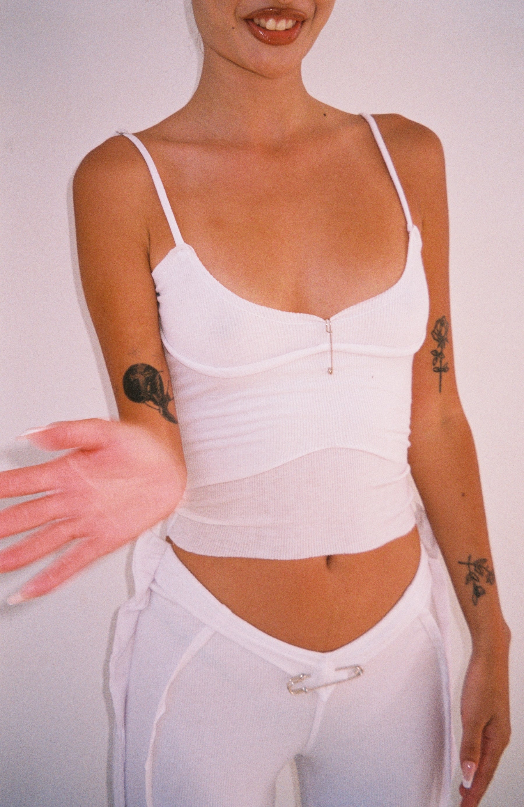 Low Back Double Layer Tank in White Rib - ONFEMME By Lindsey's Kloset