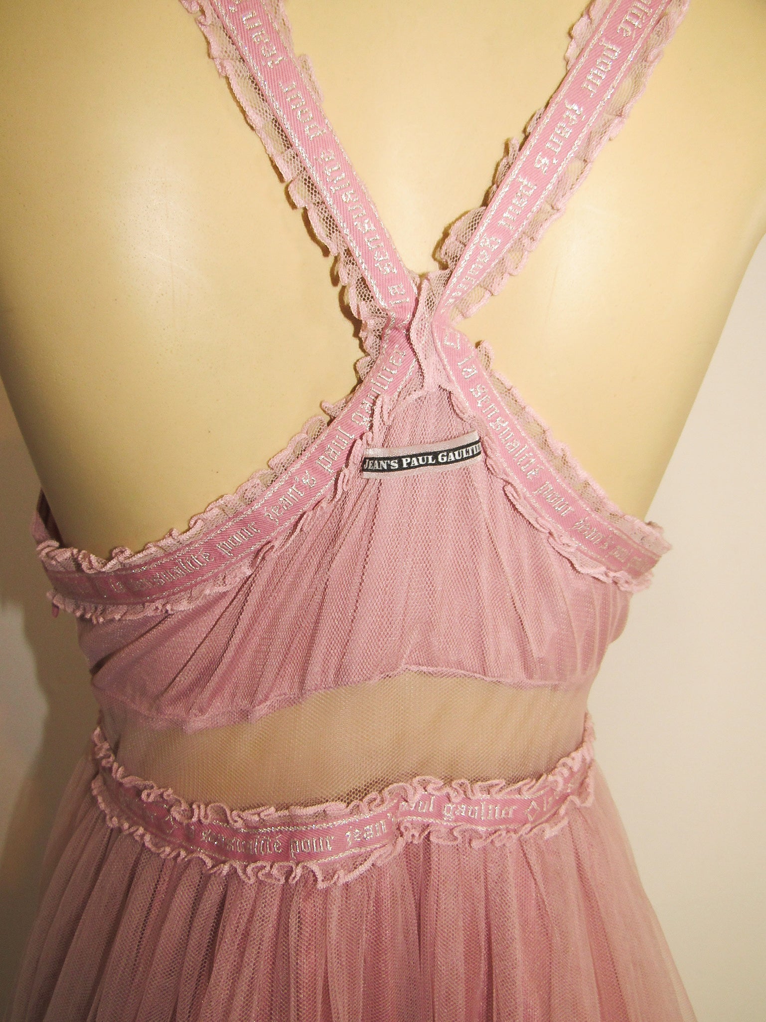 2000s Jean Paul Gaultier Dust Pink Mesh Dress - ONFEMME By Lindsey's Kloset