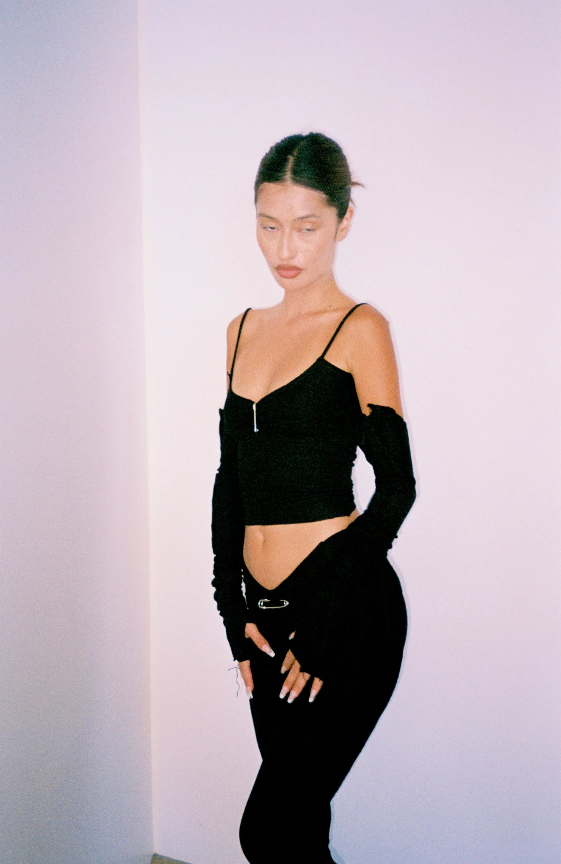 Low Back Double Layer Tank in Black Rib - ONFEMME By Lindsey's Kloset