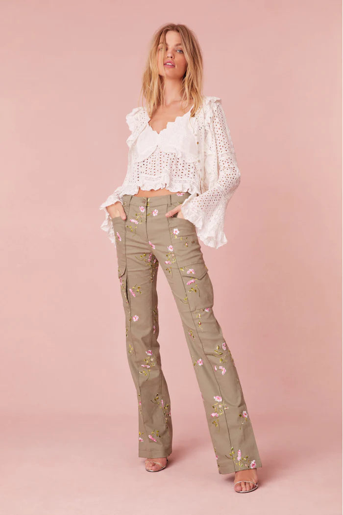 Atworth Cargo Embroidered Pant - ONFEMME By Lindsey's Kloset