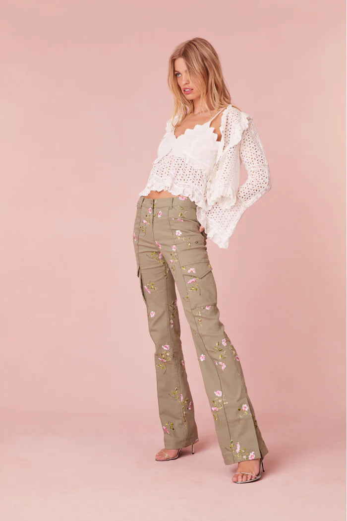 Atworth Cargo Embroidered Pant - ONFEMME By Lindsey's Kloset