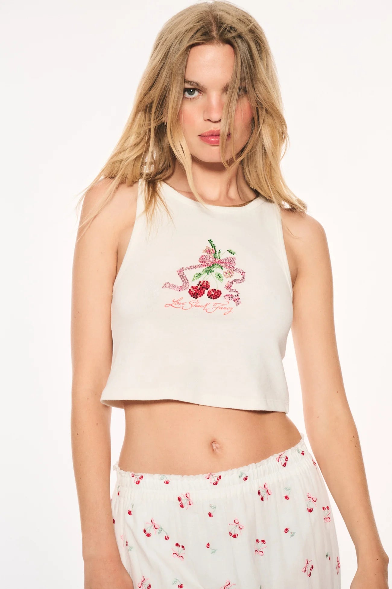 Kaleen Cherry Rhinestone Tank Top - ONFEMME By Lindsey's Kloset