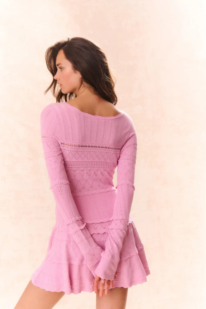 Lavender Pointelle Knit Mini Dress - ONFEMME By Lindsey's Kloset