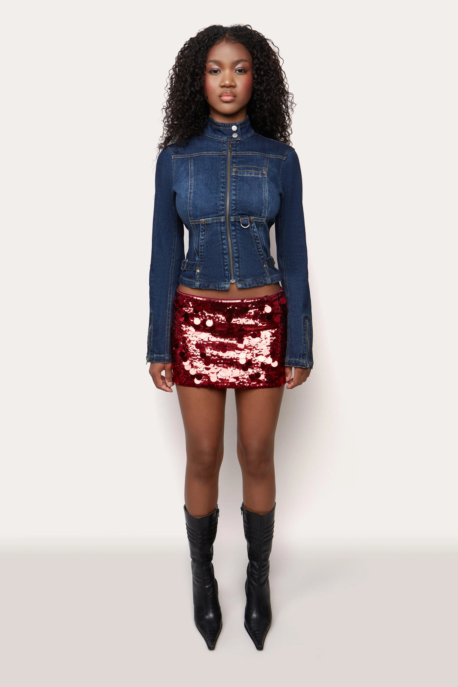 Low Rise Paillette Skirt - ONFEMME By Lindsey's Kloset