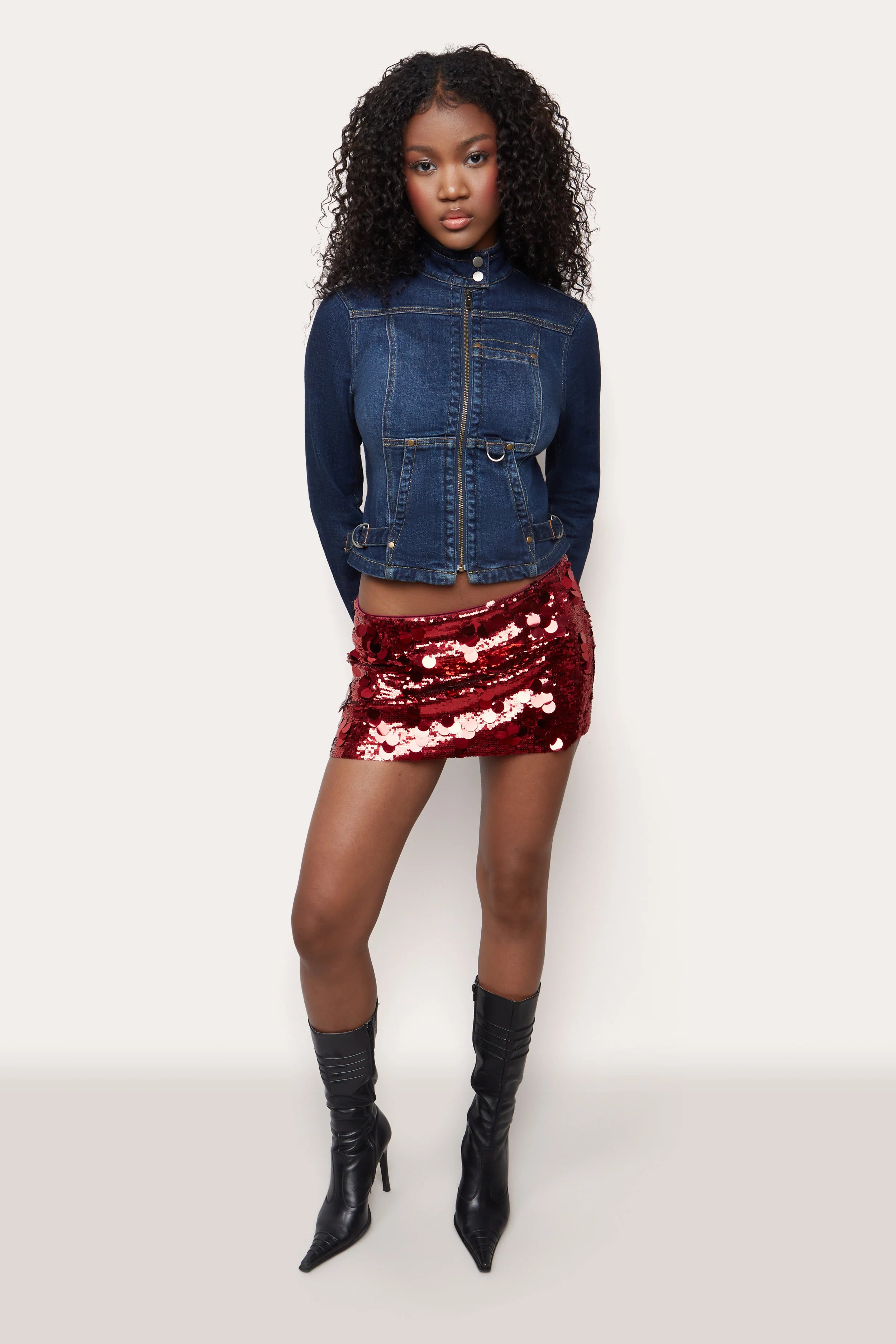 Low Rise Paillette Skirt - ONFEMME By Lindsey's Kloset